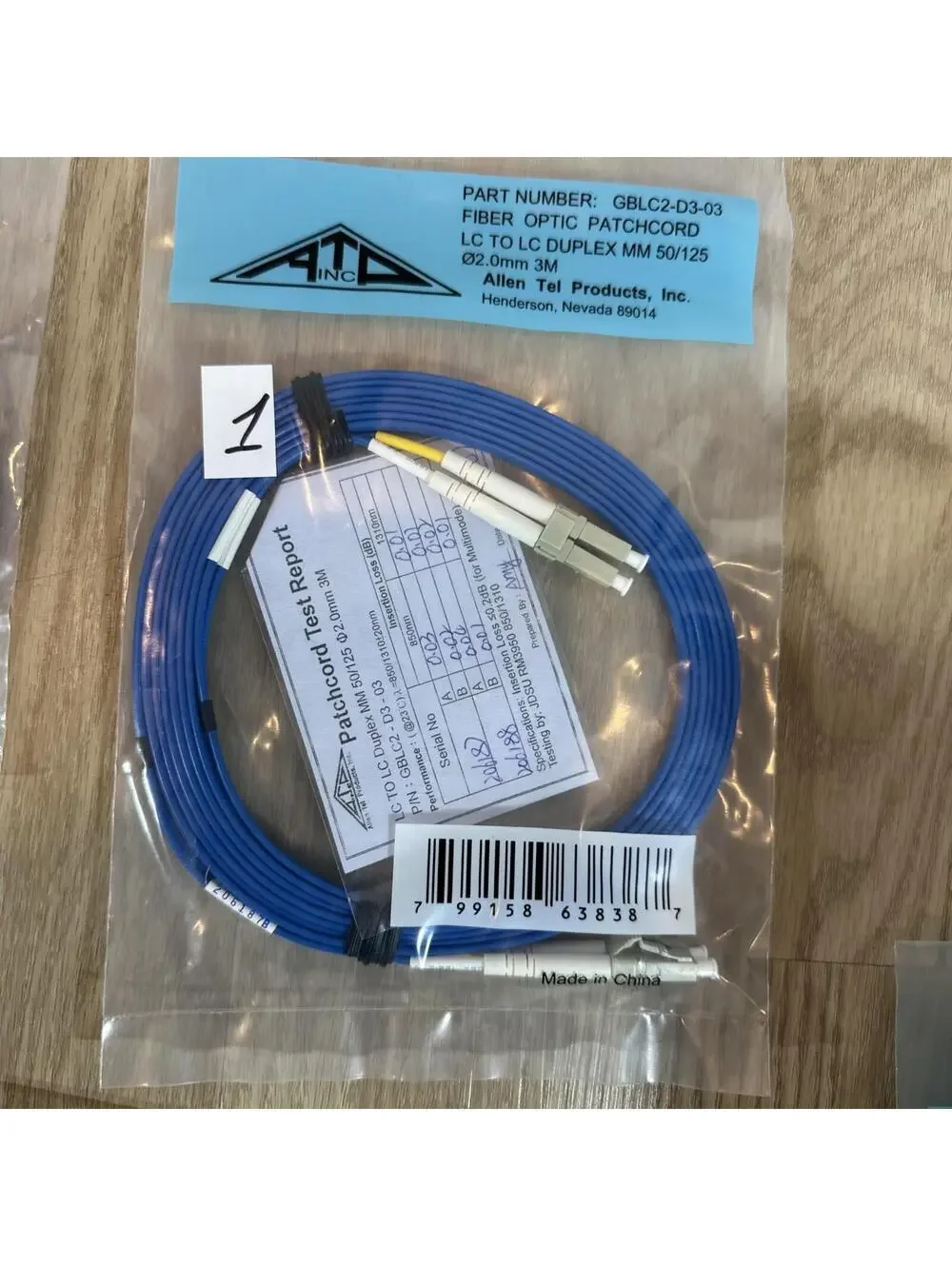 Lot of 22 Allen Tel GBLC2-D3-01 Duplex MM 50/125 Fiber Optic Patchcord Cable!